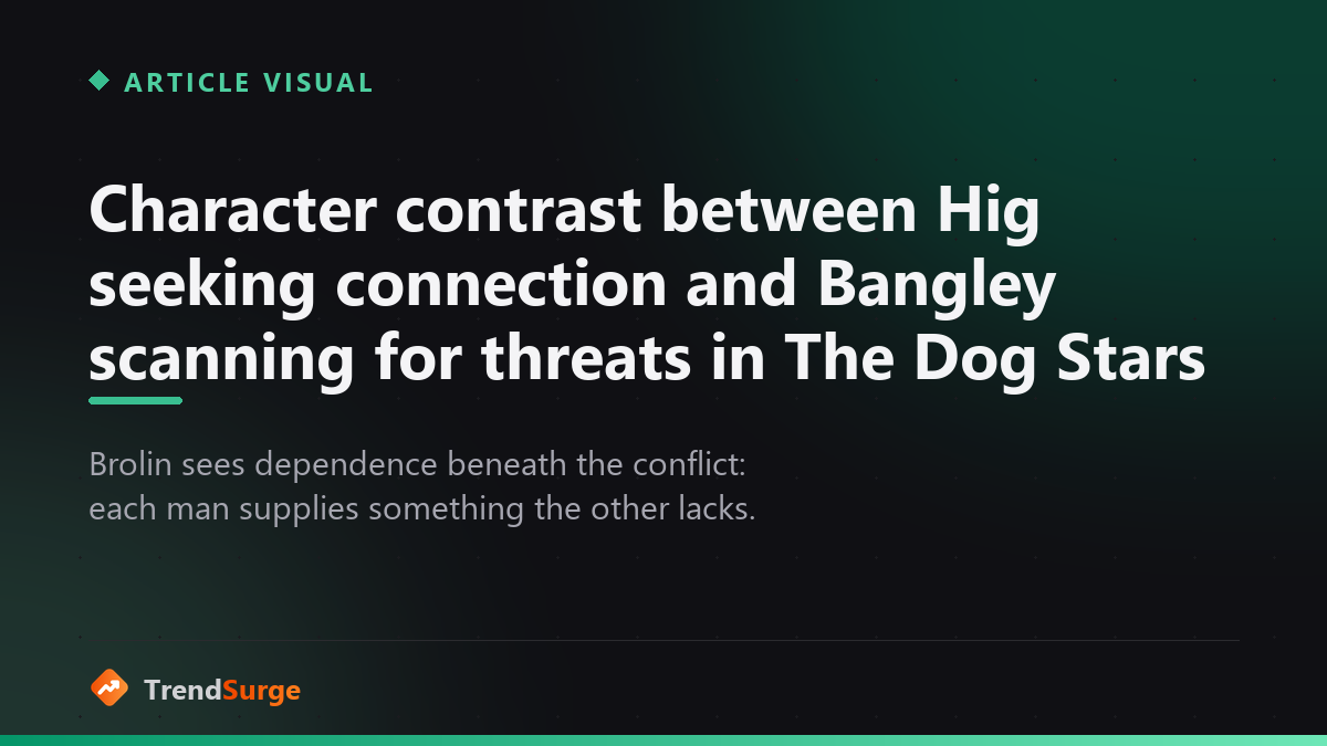 Character contrast in The Dog Stars between Hig looking outward for connection and Bangley guarding the airstrip against threats