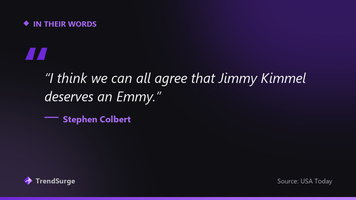 Stephen Colbert quote endorsing rival Jimmy Kimmel for an Emmy