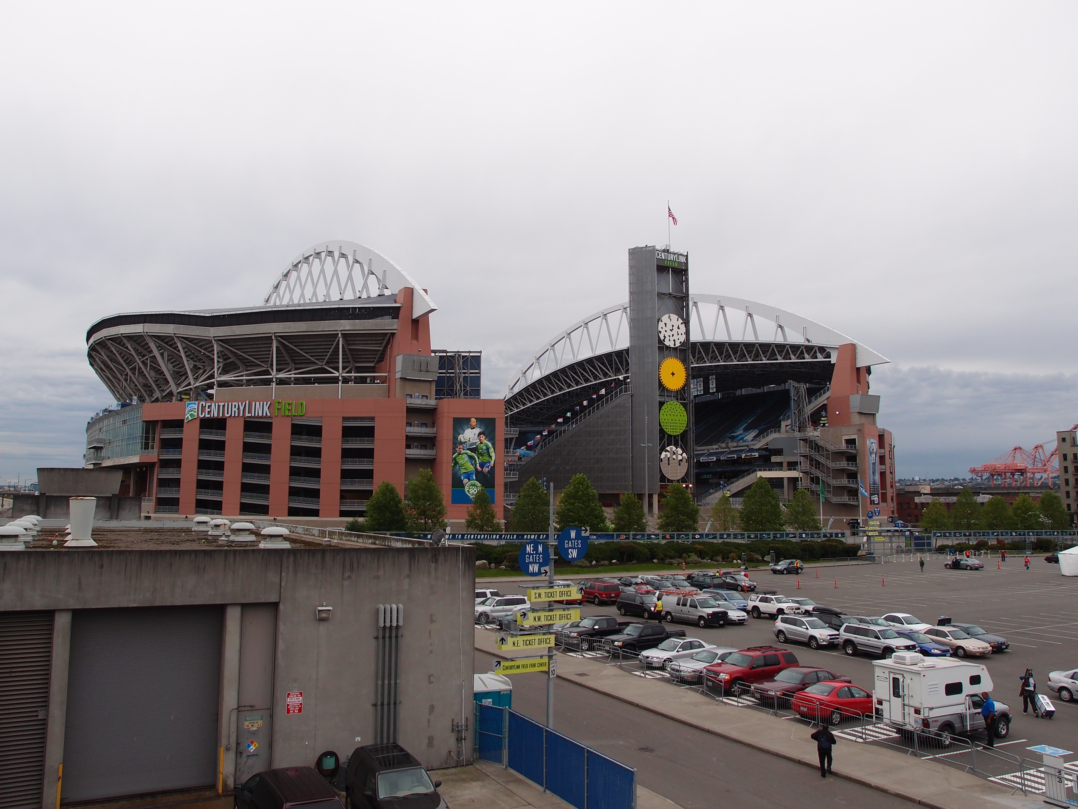 An October 2011 exterior photograph of Seattle's stadium, now called Lumen Field, showing its former CenturyLink Field signage
