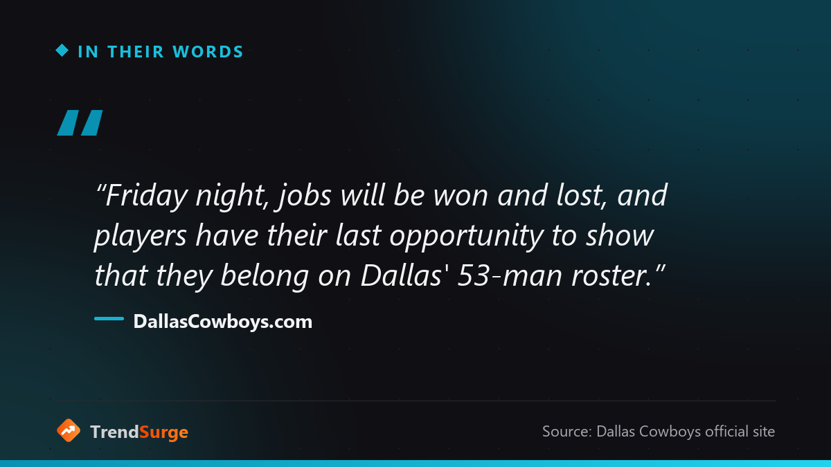 Quote from the Dallas Cowboys official site on the preseason finale and roster cuts