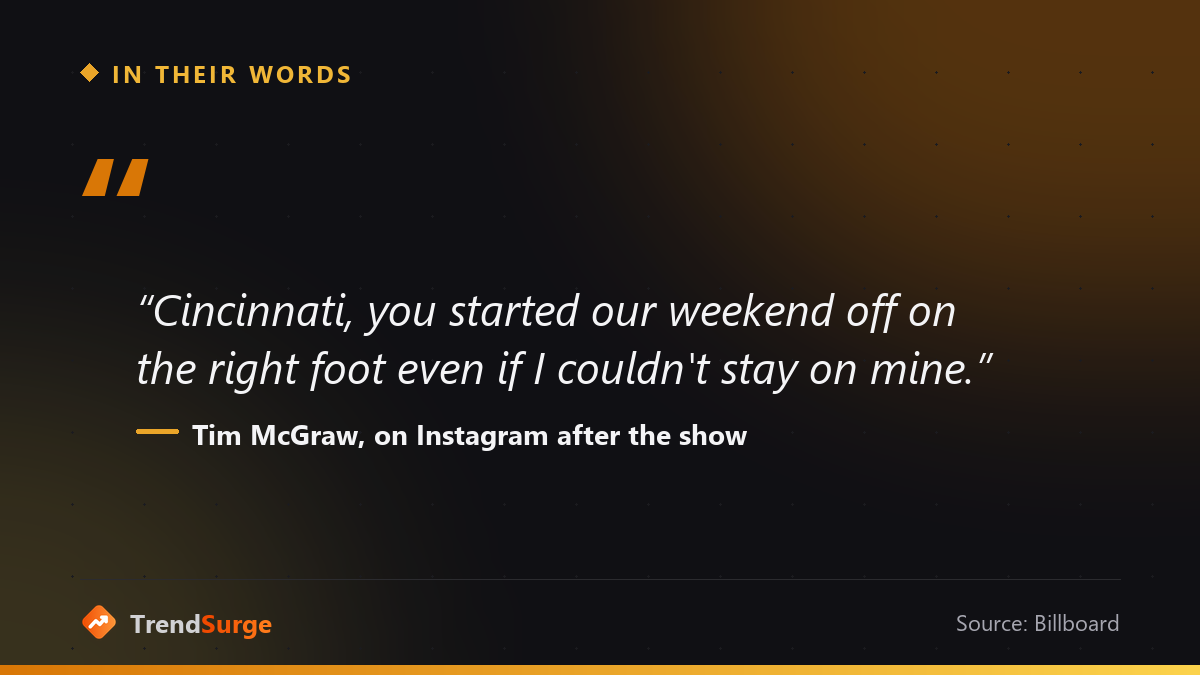 Tim McGraw's Instagram caption after falling onstage in Cincinnati
